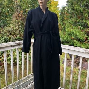 BLACK CASHMERE NEIMAN MARCUS FLEURETTE WRAP COAT